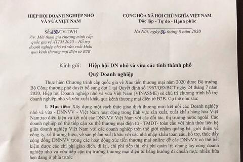 Mời tham gia chương trình cấp quốc gia về XTTM 2020 – Hỗ trợ doanh nghiệp nhỏ và vừa xuất khẩu qua kênh thương mại điện tử B2B
