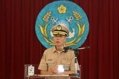 Hải quân Đài Loan hôm nay họp báo về lỡ phóng tên lửa. Ảnh: CNA